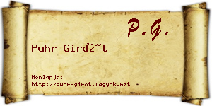 Puhr Girót névjegykártya